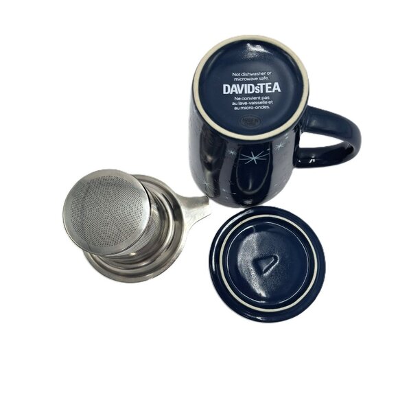 Davids Tea Perfect Mug Lid Infuser 12 oz Starry Sky Color Changing Retired Cup - Picture 6 of 10